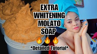 SUPER STRONG MOLATO SOAP 🔥🔥 EXTRA WHITENING MOLATO SOAP  VERY DETAILED TUTORIAL  oshaprapra soap [upl. by Auop]