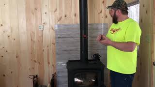 Fire Proofing Behind The Woodstove karlsoffthegrid howtotileawall woodstove [upl. by Herbert455]