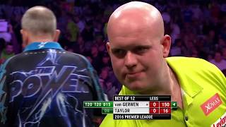 WHAT A COMEBACK Taylor v Van Gerwen  2016 Premier League [upl. by Kaye]