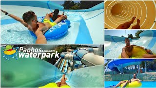 Paphos Aphrodite WaterPark All Water Slides [upl. by Ylenats]