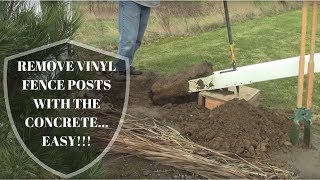 Remove Vinyl Fence Posts WITH Concrete SUPER EASY [upl. by Rialc]