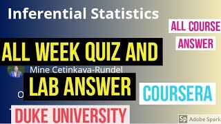 Inferential Statistics all week quiz answer  Inferential Statistics quiz solution by duke universe [upl. by Zaob702]