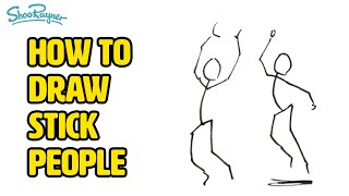 How to Draw Stick Figures to begin drawing Cartoon People [upl. by Aisatnaf]