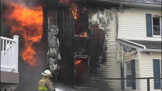 Arrival Video Firefighters battle this fully involved house fire [upl. by Ardene]