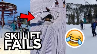 FUNNIEST Ski Lift Fails  Skiers amp Snowboarders Falling Off Ski Lifts 😂 [upl. by Akirehc739]