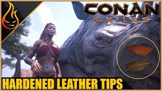 Easy Hardened Leather And Thick Leather Conan Exiles 2018 Beginner Tips [upl. by Brandt]