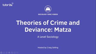 Theories of Crime amp Deviance  Matza  A Level Sociology [upl. by Heather]