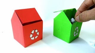 Contenedor de basura de papel  Origami Trash Bin [upl. by Hege]