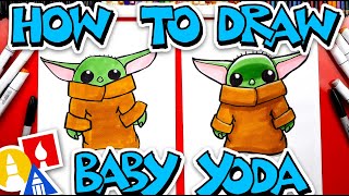 How To Draw Baby Yoda From The Mandalorian [upl. by Goodrow910]