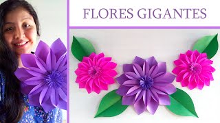 DIY  FLORES gigantes de papel  FLOR para decorar  paper flower  Muy Lindas 🌺 [upl. by Arat]