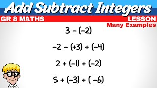 Add Subtract Integers Grade 8 [upl. by Aneekas]