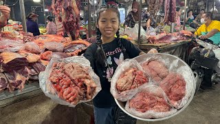 Market show Yummy beef brain and beef meat cooking with country style  Cooking with Sreypich [upl. by Imar]