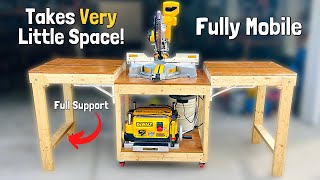 How to Build a DIY Mobile Miter Saw Station  With Dust Collection and T Tracks [upl. by Anerol]