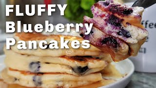 BLUEBERRY PANCAKES  Homemade Fluffy Blueberry Pancakes Recipe [upl. by Gypsy]