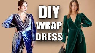 DIY Velvet Wrap Dress  Reformation DIY [upl. by Aiuqet]