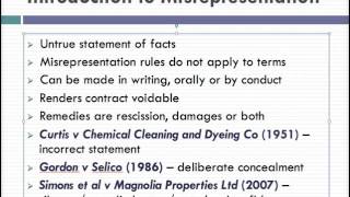 Misrepresentation Lecture 1 of 4 [upl. by Lib993]