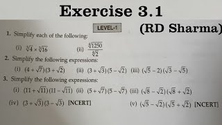 RD Sharma Solutions for Class 9 Maths Chapter 3 Rationalisation Ex 31 Q1 to Q4 [upl. by Ecurb383]