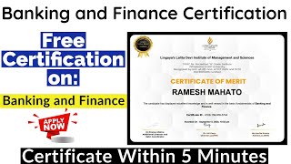 Banking and Finance Free Certification  Verified Certificate  Free Certificate [upl. by Ellette]