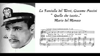 quotQuello che tacetequot La Fanciulla del West G Puccini  Mario del Monaco Most beautiful fragment [upl. by Ahserb]