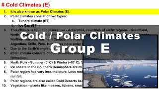 Koppen Scheme  Polar Cold Climate E  UPSC IAS Geography [upl. by Noicpesnoc]