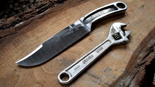 Forging a BOWIE KNIFE from a broken crescent wrench [upl. by Gilbert]